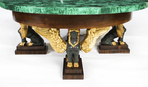 ANTIQUE MALACHITE AND WALNUT PATINATED BRONZE COFFEE TABLE 20TH C - ADDITIONAL PHOTO 3