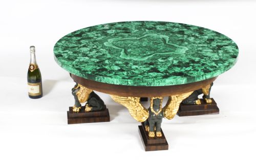 ANTIQUE MALACHITE AND WALNUT PATINATED BRONZE COFFEE TABLE 20TH C - ADDITIONAL PHOTO 15