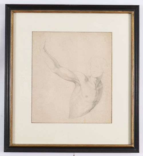 Antique Drawing on Paper Figural Study' After Raphael Late19th C