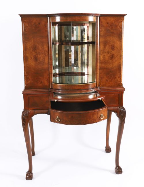 ANTIQUE BURR WALNUT REVOLVING COCKTAIL DRINKS DRY BAR CABINET C1920 - ADDITIONAL PHOTO 7