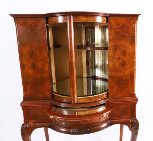 ANTIQUE BURR WALNUT REVOLVING COCKTAIL DRINKS DRY BAR CABINET C1920 - ADDITIONAL PHOTO 10