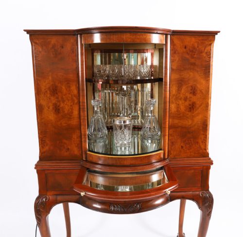 ANTIQUE BURR WALNUT REVOLVING COCKTAIL DRINKS DRY BAR CABINET C1920 - ADDITIONAL PHOTO 13