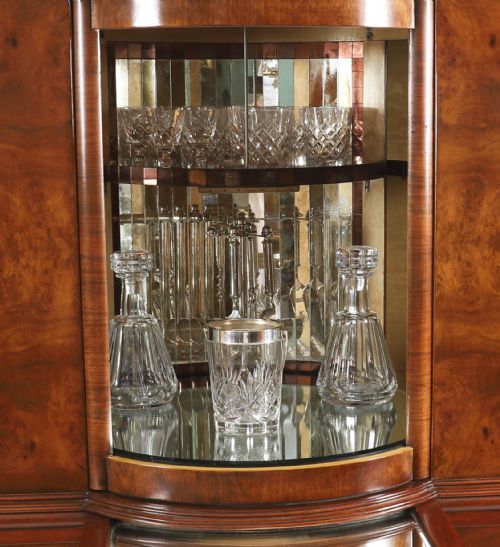 ANTIQUE BURR WALNUT REVOLVING COCKTAIL DRINKS DRY BAR CABINET C1920 - ADDITIONAL PHOTO 15