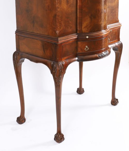 ANTIQUE BURR WALNUT REVOLVING COCKTAIL DRINKS DRY BAR CABINET C1920 - ADDITIONAL PHOTO 16