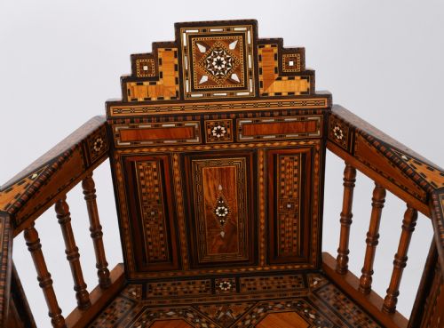 fig 4. Antique Pair Syrian Parquetry Inlaid armchairs 19th C
