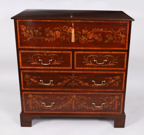 ANTIQUE EARLY GEORGE II INLAID MAHOGANY SECRETAIRE CHEST C1760 - ADDITIONAL PHOTO 2