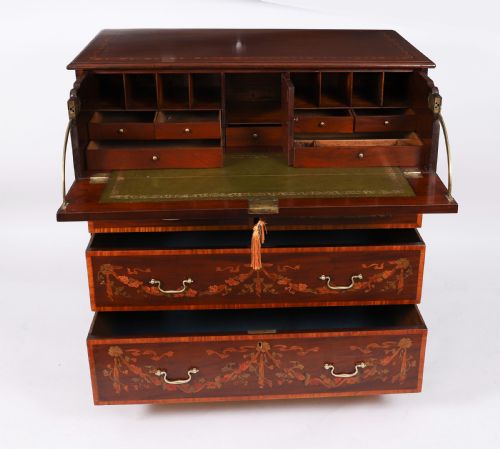 ANTIQUE EARLY GEORGE II INLAID MAHOGANY SECRETAIRE CHEST C1760 - ADDITIONAL PHOTO 3
