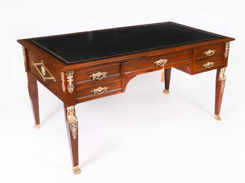 ANTIQUE EMPIRE ORMOLU MOUNTED BUREAU PLAT DESK WRITING TABLE 19TH C