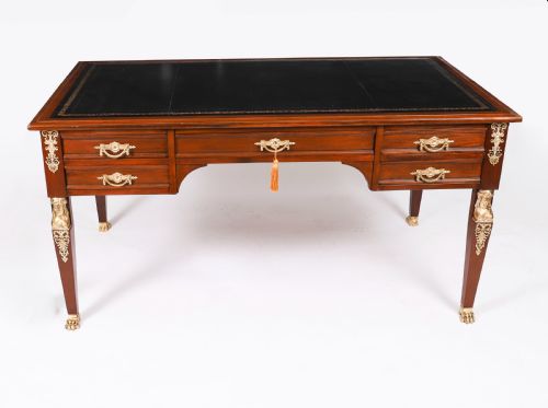 ANTIQUE EMPIRE ORMOLU MOUNTED BUREAU PLAT DESK WRITING TABLE 19TH C - ADDITIONAL PHOTO 1