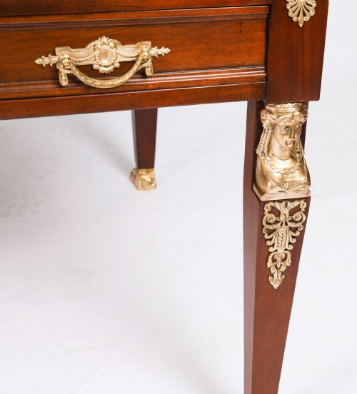 ANTIQUE EMPIRE ORMOLU MOUNTED BUREAU PLAT DESK WRITING TABLE 19TH C - ADDITIONAL PHOTO 14