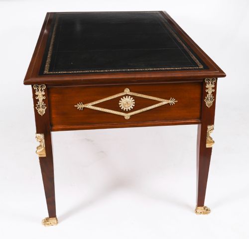 ANTIQUE EMPIRE ORMOLU MOUNTED BUREAU PLAT DESK WRITING TABLE 19TH C - ADDITIONAL PHOTO 17