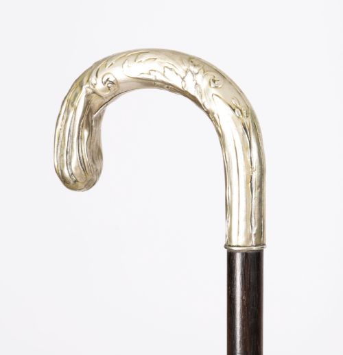 ANTIQUE FRENCH ART NOUVEAU SILVER PLATED CHILD'S WALKING STICK CANE19TH C 65CM - ADDITIONAL PHOTO 3