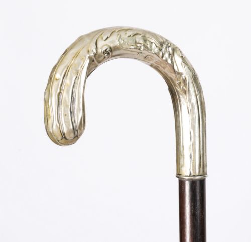 ANTIQUE FRENCH ART NOUVEAU SILVER PLATED CHILD'S WALKING STICK CANE19TH C 65CM - ADDITIONAL PHOTO 4