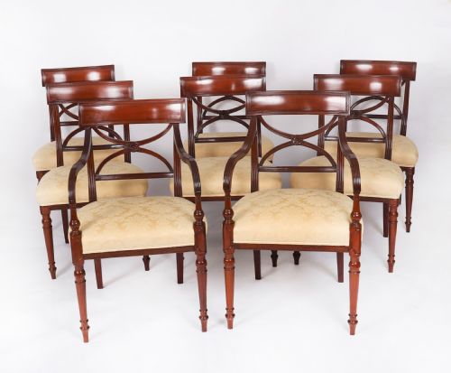 ANTIQUE SET 8 REGENCY PERIOD DINING CHAIRS CIRCA 1820 19TH C