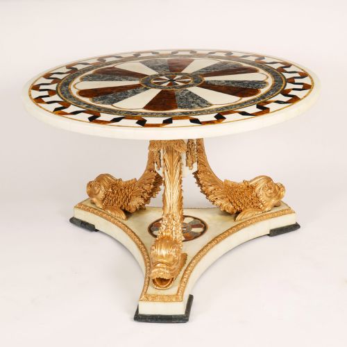 ANTIQUE MARBLE TOPPED NEOCLASSICAL DOLPHIN CENTRE TABLE 20TH CENTURY - ADDITIONAL PHOTO 1