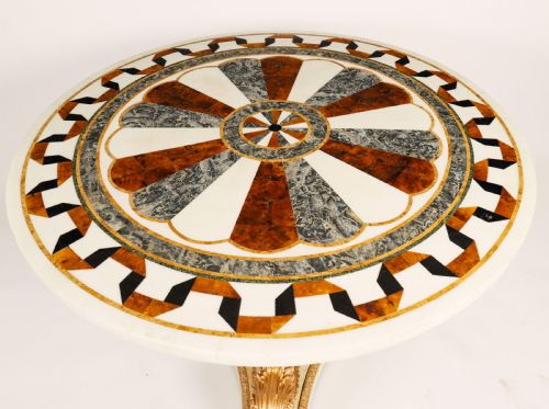 ANTIQUE MARBLE TOPPED NEOCLASSICAL DOLPHIN CENTRE TABLE 20TH CENTURY - ADDITIONAL PHOTO 3