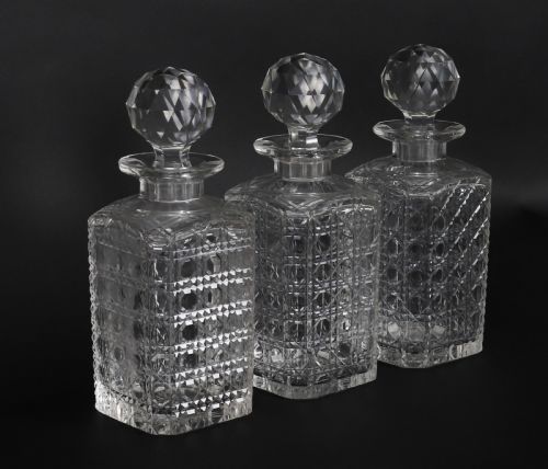 ANTIQUE THREE CUT CRYSTAL DECANTER INLAID MAHOGANY TANTALUS GAMES 19TH C - ADDITIONAL PHOTO 14