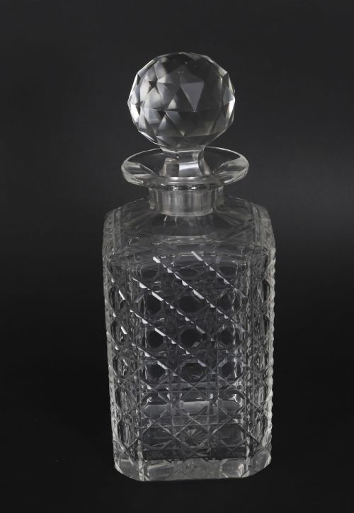 ANTIQUE THREE CUT CRYSTAL DECANTER INLAID MAHOGANY TANTALUS GAMES 19TH C - ADDITIONAL PHOTO 15