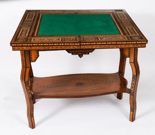 ANTIQUE INLAID CARD CHESS BACKGAMMON GAMES TABLE 19TH C - ADDITIONAL PHOTO 9