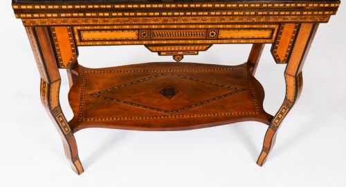 ANTIQUE INLAID CARD CHESS BACKGAMMON GAMES TABLE 19TH C - ADDITIONAL PHOTO 15