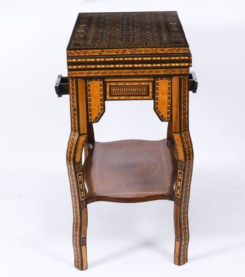ANTIQUE INLAID CARD CHESS BACKGAMMON GAMES TABLE 19TH C - ADDITIONAL PHOTO 16