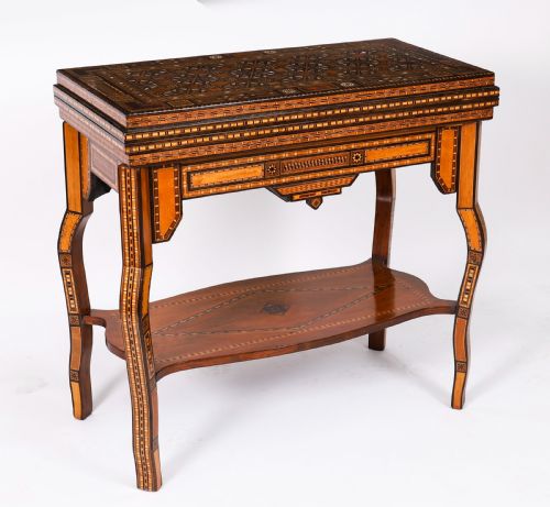 ANTIQUE INLAID CARD CHESS BACKGAMMON GAMES TABLE 19TH C - ADDITIONAL PHOTO 18