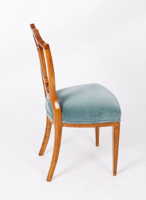 ANTIQUE SET 8 SHIELDBACK SATIN WOOD DINING CHAIRS COWTAN SONS 19TH C - ADDITIONAL PHOTO 13