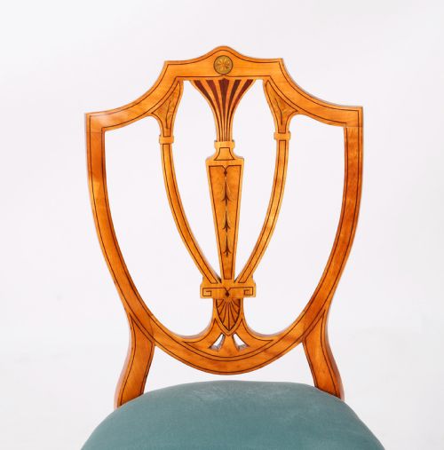 ANTIQUE SET 8 SHIELDBACK SATIN WOOD DINING CHAIRS COWTAN SONS 19TH C - ADDITIONAL PHOTO 14