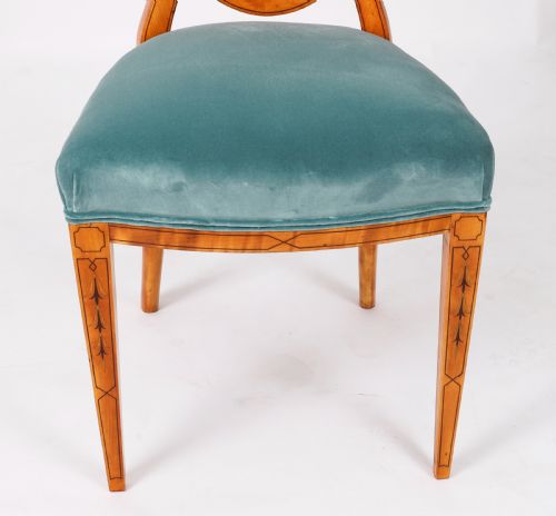 ANTIQUE SET 8 SHIELDBACK SATIN WOOD DINING CHAIRS COWTAN SONS 19TH C - ADDITIONAL PHOTO 16