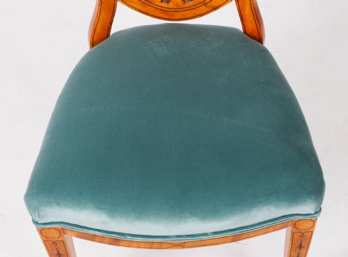 ANTIQUE SET 8 SHIELDBACK SATIN WOOD DINING CHAIRS COWTAN SONS 19TH C - ADDITIONAL PHOTO 17