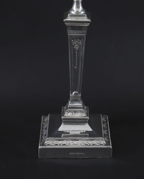 ANTIQUE PAIR SILVER PLATED NEO CLASSICAL CANDLESTICKS WALKER HALL 19TH C - ADDITIONAL PHOTO 5