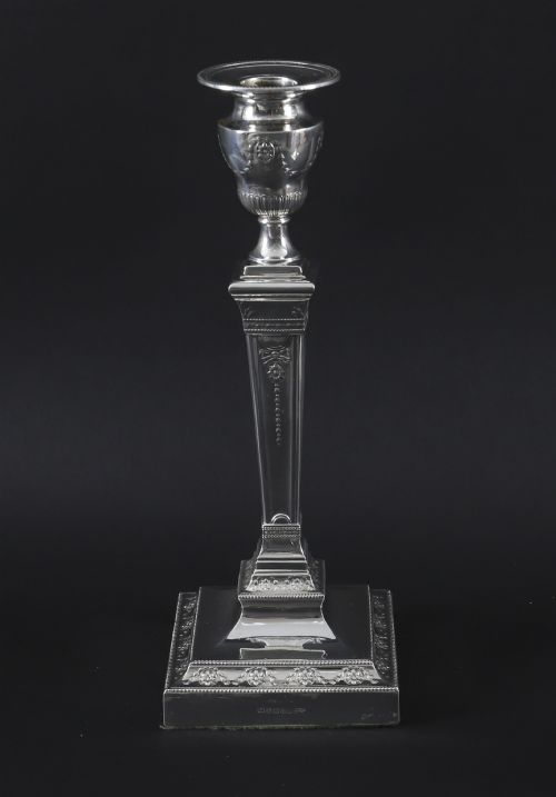ANTIQUE PAIR SILVER PLATED NEO CLASSICAL CANDLESTICKS WALKER HALL 19TH C - ADDITIONAL PHOTO 6