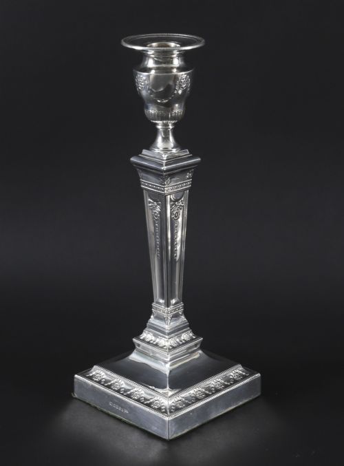ANTIQUE PAIR SILVER PLATED NEO CLASSICAL CANDLESTICKS WALKER HALL 19TH C - ADDITIONAL PHOTO 11