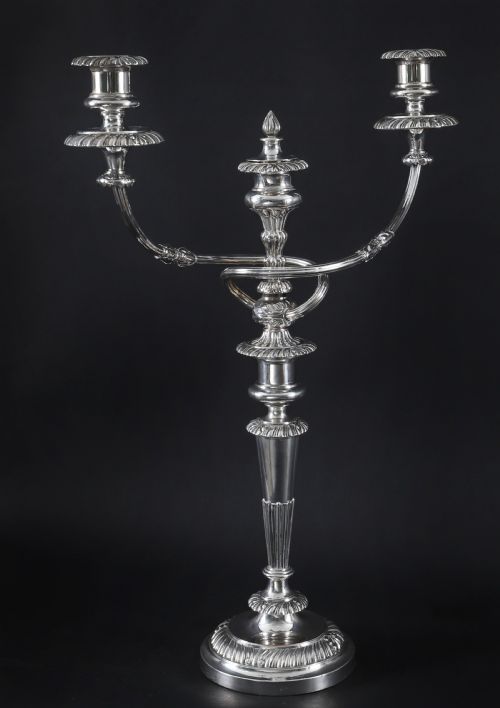ANTIQUE PAIR LARGE GEORGE III THREE LIGHT CANDELABRA BY MATTHEW BOULTON 18TH C - ADDITIONAL PHOTO 3