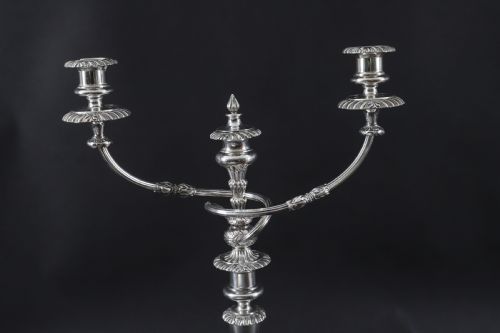 ANTIQUE PAIR LARGE GEORGE III THREE LIGHT CANDELABRA BY MATTHEW BOULTON 18TH C - ADDITIONAL PHOTO 5