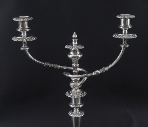 ANTIQUE PAIR LARGE GEORGE III THREE LIGHT CANDELABRA BY MATTHEW BOULTON 18TH C - ADDITIONAL PHOTO 8