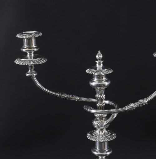 ANTIQUE PAIR LARGE GEORGE III THREE LIGHT CANDELABRA BY MATTHEW BOULTON 18TH C - ADDITIONAL PHOTO 9
