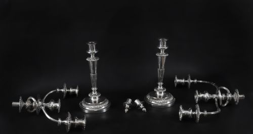 ANTIQUE PAIR LARGE GEORGE III THREE LIGHT CANDELABRA BY MATTHEW BOULTON 18TH C - ADDITIONAL PHOTO 10