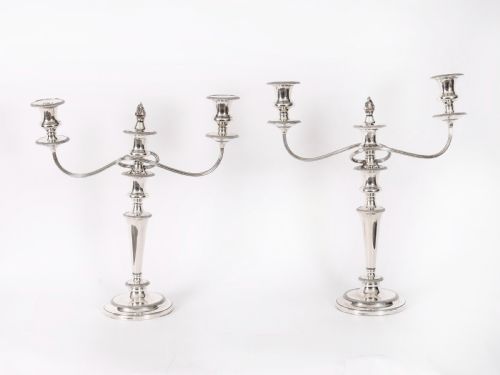 ANTIQUE PAIR VICTORIAN 3LIGHT CANDELABRA GARRARD CO C1880