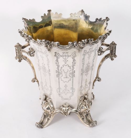 ANTIQUE WINE COOLER CHAMPAGNE ICE BUCKET ELKINGTON MASON CO DATED 1849