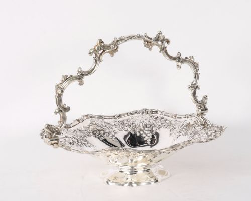 ANTIQUE VICTORAIAN SILVER PLATED FRUIT BASKET MID19TH C