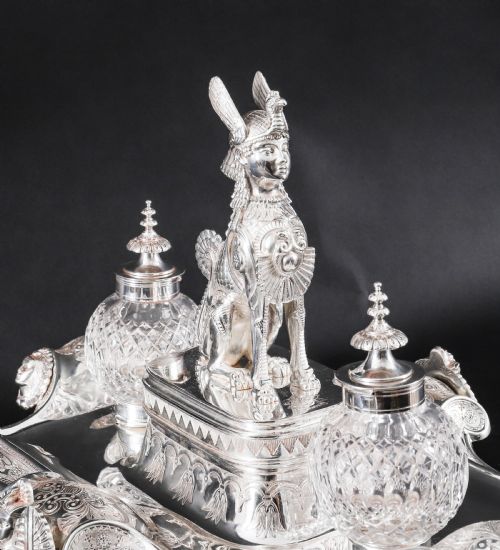 ANTIQUE VICTORIAN EGYPTIAN REVIVAL INKSTAND STANDISH BY WILKINSON CO 19THC - ADDITIONAL PHOTO 2