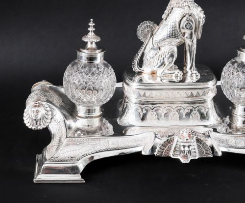 ANTIQUE VICTORIAN EGYPTIAN REVIVAL INKSTAND STANDISH BY WILKINSON CO 19THC - ADDITIONAL PHOTO 5