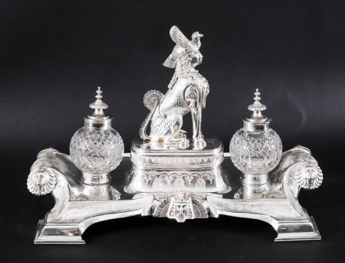 ANTIQUE VICTORIAN EGYPTIAN REVIVAL INKSTAND STANDISH BY WILKINSON CO 19THC - ADDITIONAL PHOTO 6