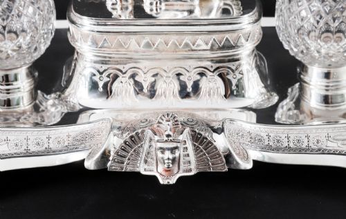 ANTIQUE VICTORIAN EGYPTIAN REVIVAL INKSTAND STANDISH BY WILKINSON CO 19THC - ADDITIONAL PHOTO 10