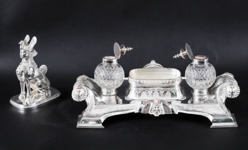 ANTIQUE VICTORIAN EGYPTIAN REVIVAL INKSTAND STANDISH BY WILKINSON CO 19THC - ADDITIONAL PHOTO 12