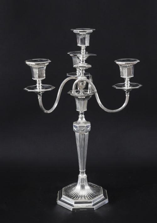 ANTIQUE PAIR SILVER PLATED 4 LIGHT CANDELABRA HAWKSWORTH EYRE 19THC - ADDITIONAL PHOTO 1