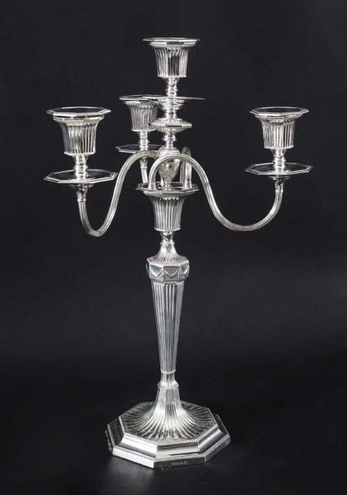 ANTIQUE PAIR SILVER PLATED 4 LIGHT CANDELABRA HAWKSWORTH EYRE 19THC - ADDITIONAL PHOTO 2