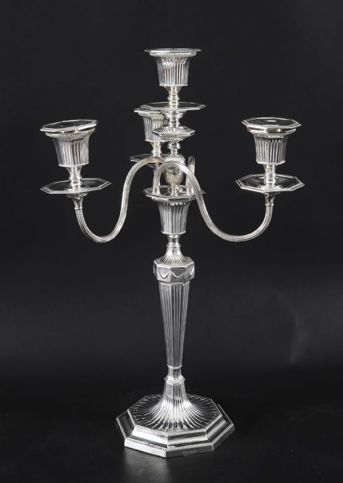 ANTIQUE PAIR SILVER PLATED 4 LIGHT CANDELABRA HAWKSWORTH EYRE 19THC - ADDITIONAL PHOTO 4