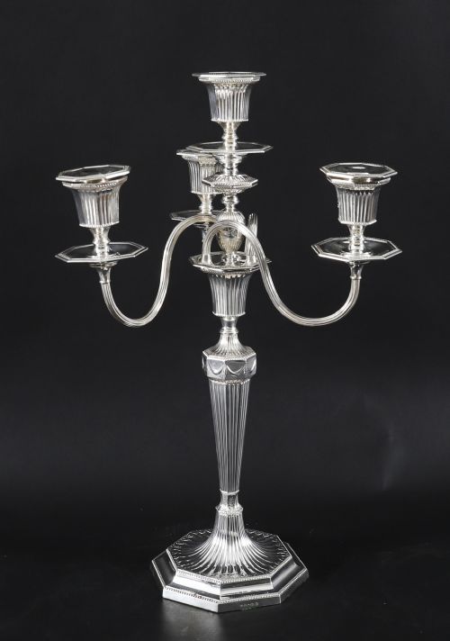 ANTIQUE PAIR SILVER PLATED 4 LIGHT CANDELABRA HAWKSWORTH EYRE 19THC - ADDITIONAL PHOTO 8